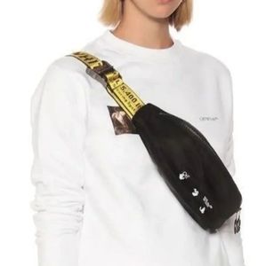 Off-White Crossbody Bag Black w/ Yellow Industrial Belt